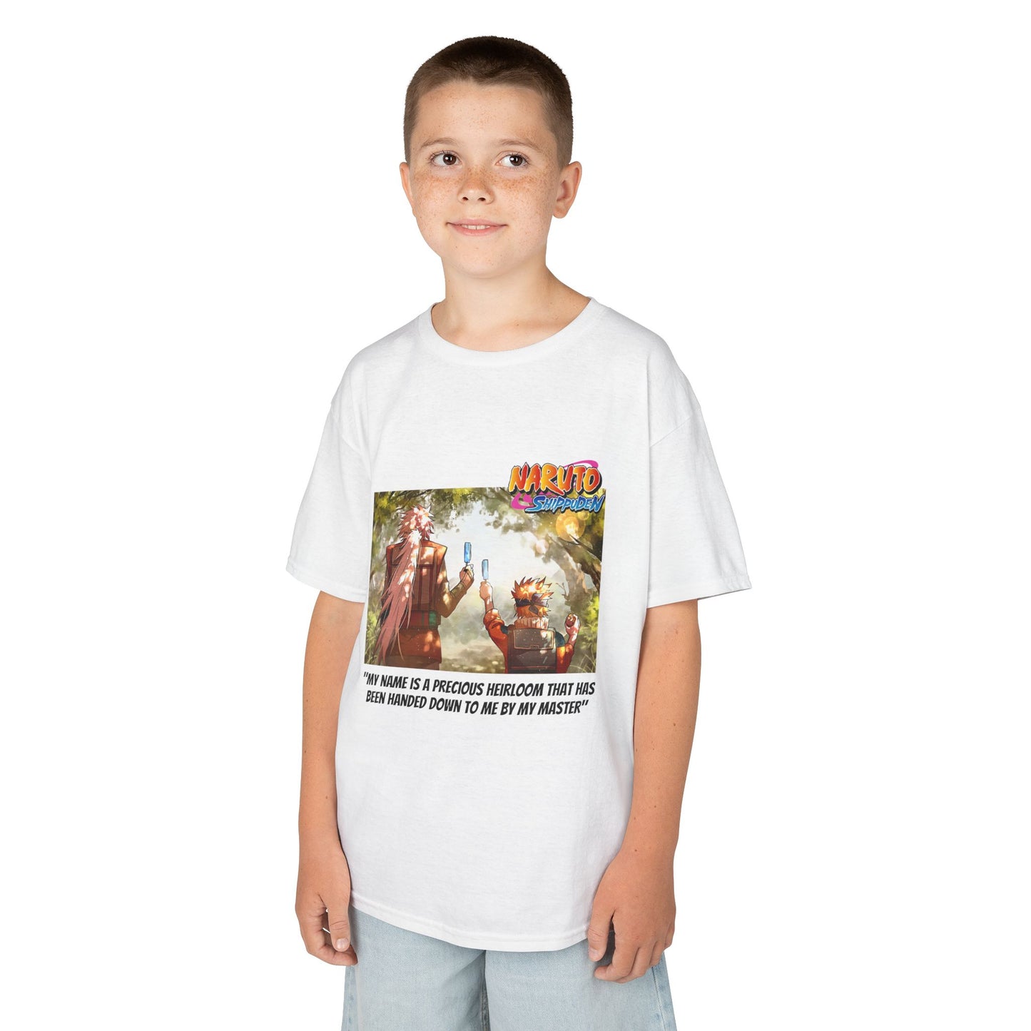 Naruto & Jiraiya's Bond + Quote, Front and Back Design, Kids 100% Heavy Cotton Shirt
