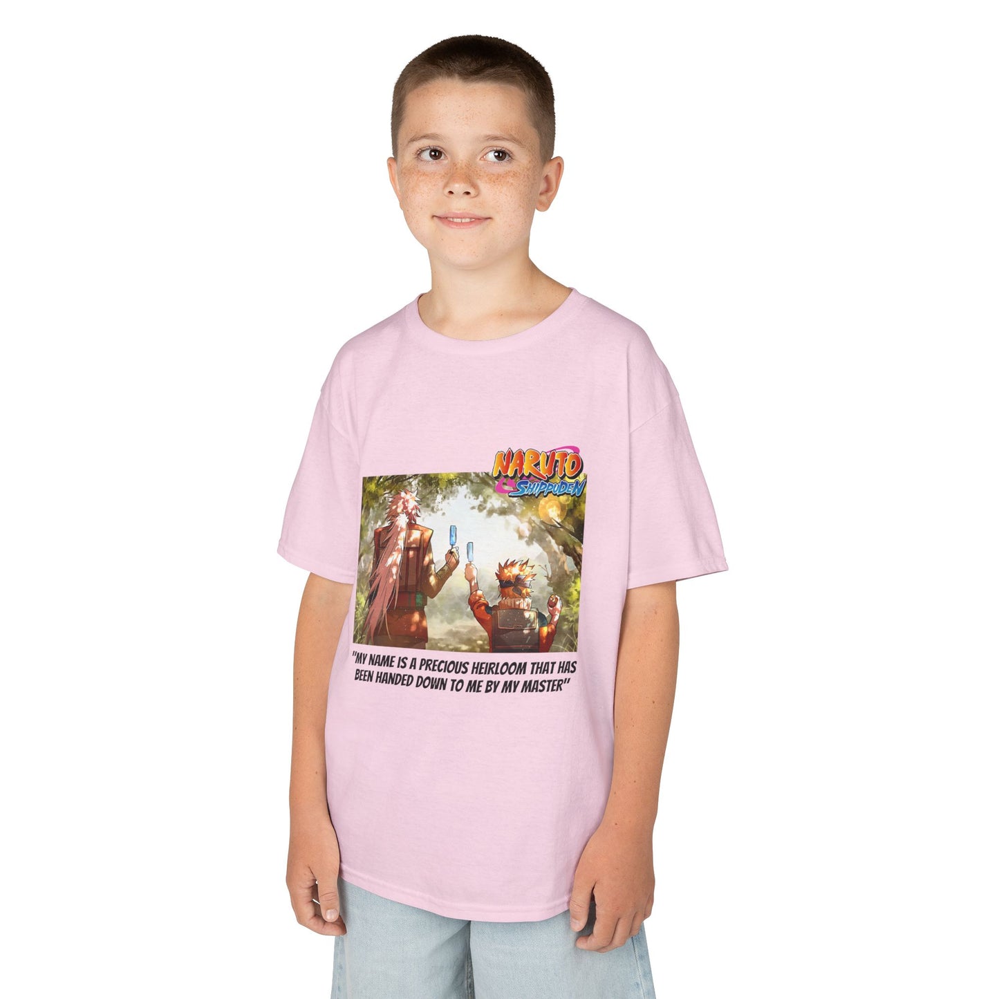 Naruto & Jiraiya's Bond + Quote, Front and Back Design, Kids 100% Heavy Cotton Shirt